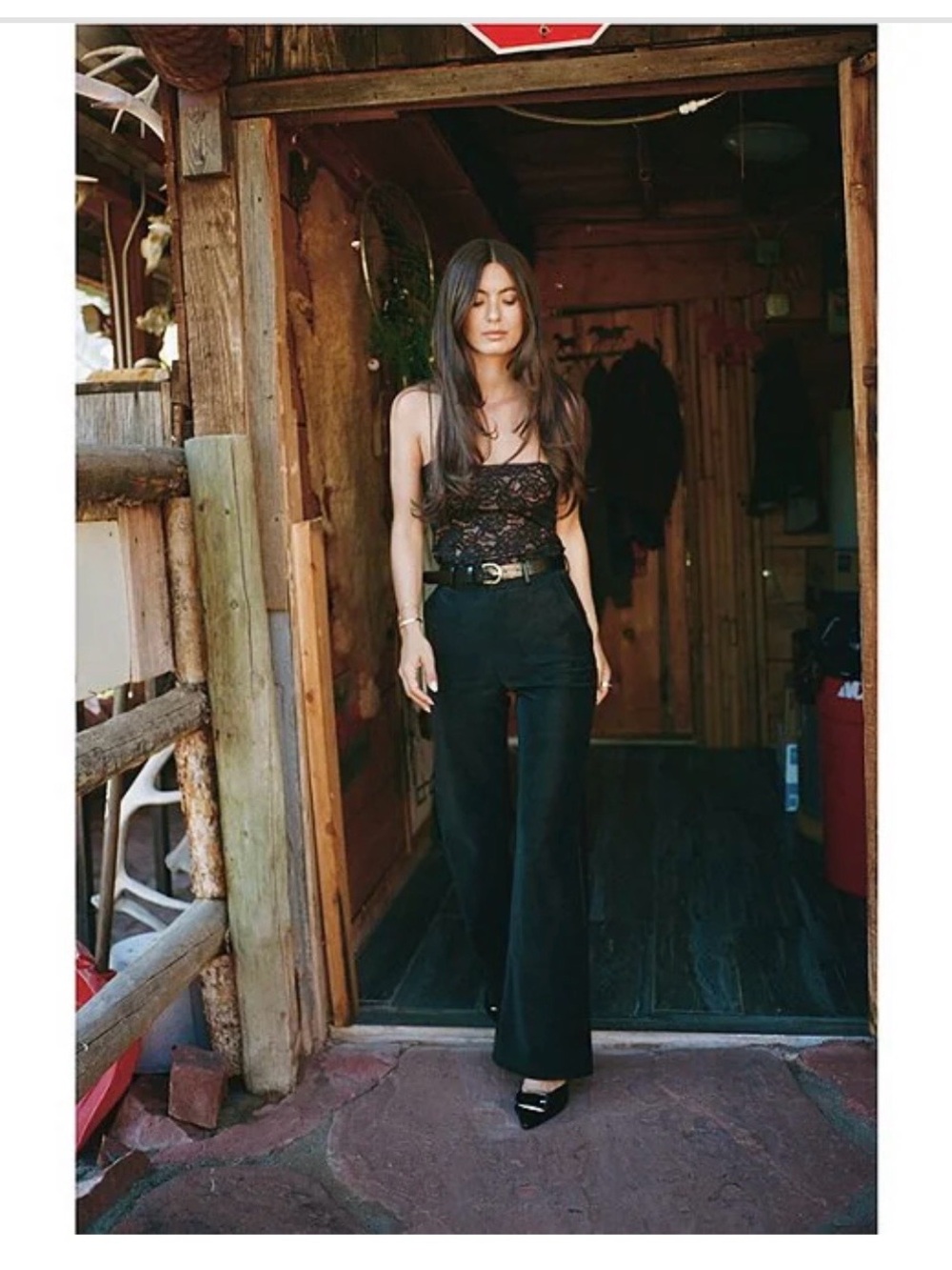 Gianni Bini Black Suede and  faux leather Panel Straight-Leg Pants